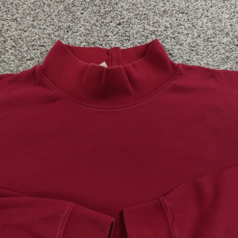 LL‎ Bean Shirt Mens L Red Mock Neck Long Sleeve Tee Pullover Sweatshirt Outdoor